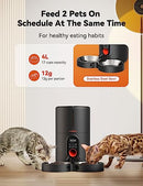 WOPET Automatic Cat Feeders 2 Cats Timed Cat Feeder Auto Pet Feeder - BLACK - Like New