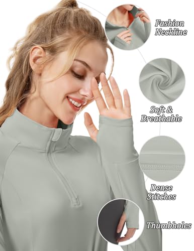 FKEEP WOMEN'S SUN SHIRTS LONG SLEEVE UPF 50+ TOP WITH HOLES GRAYISH GREEN S - Like New