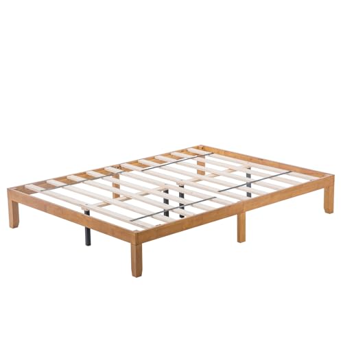 SPNFLYINN Classic Solid Wood Platform Bed Frame Wood SLAT Support Queen - Brown - Like New