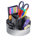 KANTEK ROTATING DESK ORGANIZER 8 COMPARTMENTS PLASTIC ORG620 - BLACK/SILVER - Like New