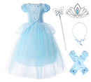 JERRIS APPAREL GIRLS PRINCESS COSTUME PUFF SLEEVE DRESS UP SIZE 7Y - BLUE - Brand New