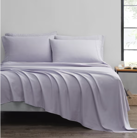 BIBB HOME BAMBOO 6-PIECE LUXURY SHEET SET - QUEEN - LILAC - LIGHT PURPLE - Like New