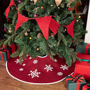 MACTING Christmas Burlap Tree Skirt 30 Inch Red/White Snowflake Printed - Brand New