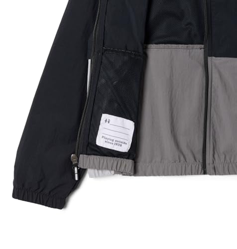 COLUMBIA GIRLS' TABOR TRAIL WINDBREAKER MEDIUM BLACK/COLUMBIA GREY/CITY GREY - Brand New