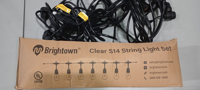 BRIGHTTOWN OUTDOOR STRING LIGHTS LED 48FT COMMERCIAL GRADE HEAVY DUTY - BLACK - Like New