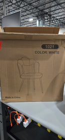 GENERIC VANITY CHAIR, CUSHIONED, BRASS LEGS - WHITE - Like New