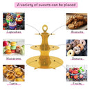 GENERIC 3-TIER CARDBOARD CUPCAKE STAND, 2 PCS ROUND BASED STAND - GOLD - Like New
