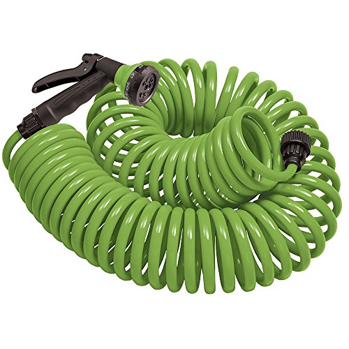 ORBIT ORBIT 27389 COIL GARDEN HOSE 50 FEET W/ 8-PATTERN HOSE NOZZLE - GREEN - Like New