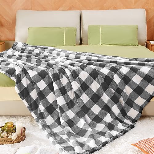 BENFOX Electric Heated Blanket 84"x 90" Sherpa Plaid 6 Heating Levels - Grey - Like New