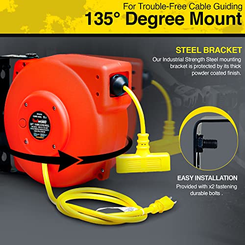 Reelworks: Extension Cord Reel Retractable Polypropylene 33 FT 16AWG 3C SJT - Like New