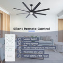 NEWDAY 72" CEILING FAN LIGHTS REMOTE LIBRARY 6-SPEED WHISPER DC MOTOR - BLACK - Like New