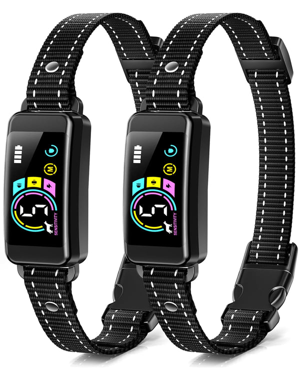 DOG BARK COLLAR 2 PACK FOR LARGE MEDIUM SMALL DOGS RECHARGEABLE IANCIU - BLACK Like New