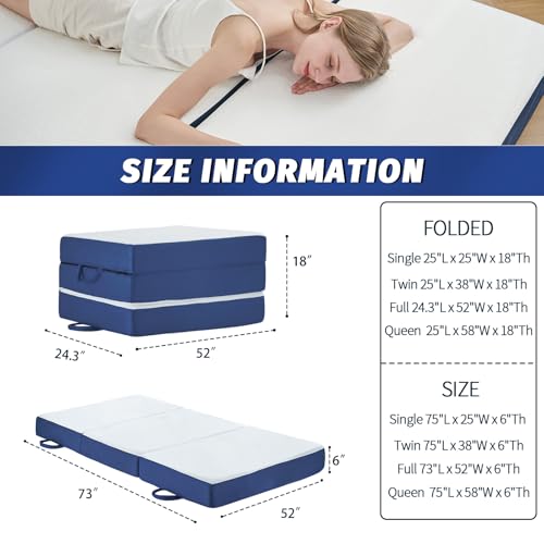 CYMULA Folding Mattress Full, 6 Inch Foldable Trifold Mattress, Port Memory - Like New
