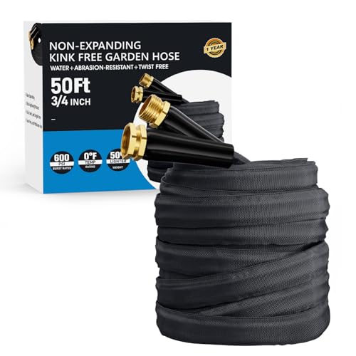 HAETIER 2025 UPGRADED 50FT NON-EXPANDING GARDEN HOSE SOAKER - BLACK - Like New