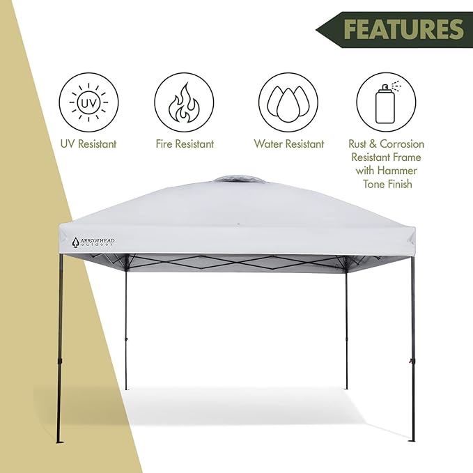 ARROWHEAD OUTDOOR 12’x12’ Pop-Up Canopy & Instant Shelter Easy - Scratch & Dent