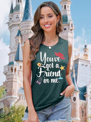 SUPEYA Youve Got A Friend in Me Tank Top for Women Funny Letter Print Shirt - Like New