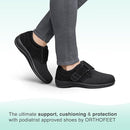 ORTHOFEET WOMEN'S ORTHOPEDIC LYCRA WICHITA CASUAL SHOES - SIZE: 9.5 XW - BLACK - Like New