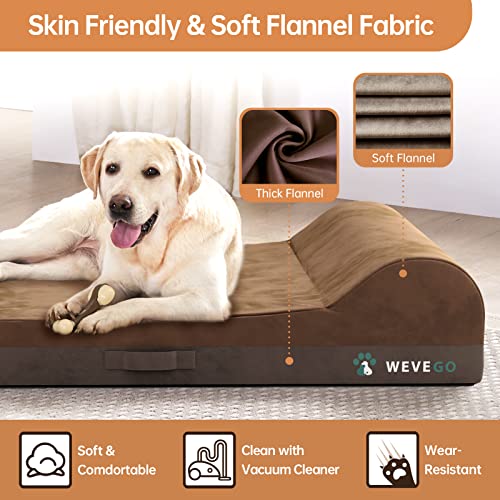 WVEGO JUMBO ORTHOPEDIC DOG BED, LARGE DOG BED WITH PILLOW, THICKEN FOAM - BROWN - Brand New