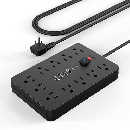 SIMPLY DELUXE 1JOULELOOM POWER STRIP SURGE PROTECTOR 17 IN 1 SOPOWERSTRIP17BLK - Like New