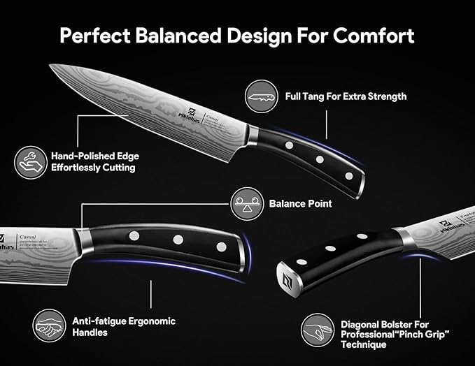 Piklohas Kitchen Knife Sets 17 Pieces Magnetic ASW20230717001 - Stainless Steel - Like New