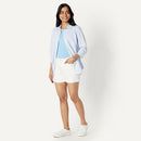 AMAZON ESSENTIALS WOMEN'S MEDIUM STRETCH SLIM-FIT MID-RISE 4“ JEAN SHORT - WHITE - Brand New