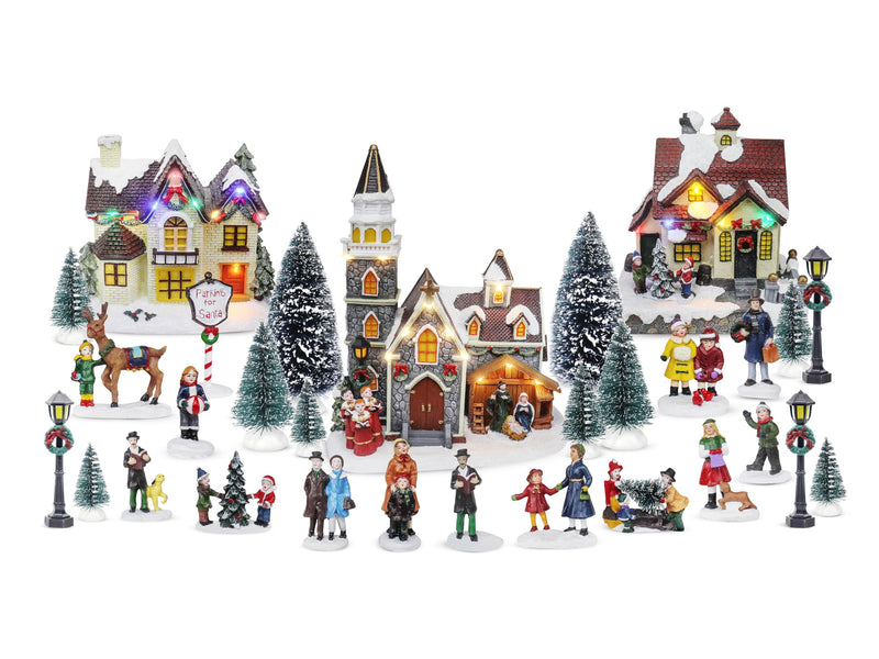 TOP TREASURES CHRISTMAS VILLAGE FIGURINES DECORATION SET - 30 - Scratch & Dent
