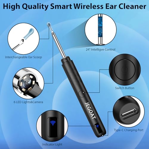 JEGOAT EAR WAX REMOVAL CAMERA EAR CLEANER WITH CAMERA EAR CLEANING KIT BLACK Like New