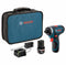 BOSCH PS21-2A 12V MAX 2-SPEED POCKET DRIVER 2) 2.0AH BATTERIES - BLUE - Like New