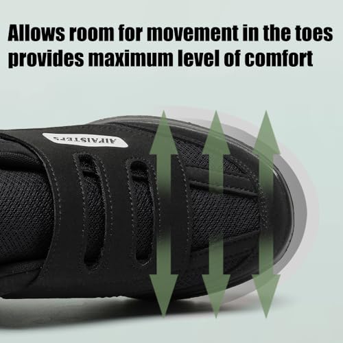 AIPAISTEPS MENS DIABETIC SHOES HOOK&LOOP STRAP WALKING SHOES - SIZE 11XW - BLACK - Like New
