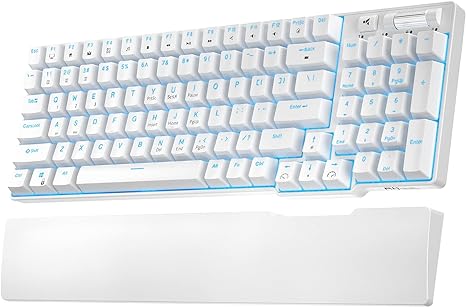 RK ROYAL KLUDGE RK96 90% Triple Mode Swappable Mechanical Blue Backlight - WHITE Like New