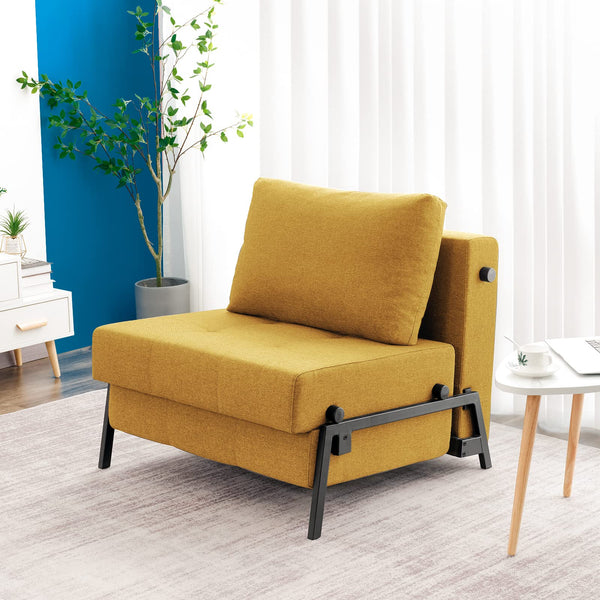VONANDA MODERN SOFA FOLDING BED SLEEPER CONVERTIBLE MULTI-FUNCTION - MUSTARD - Like New