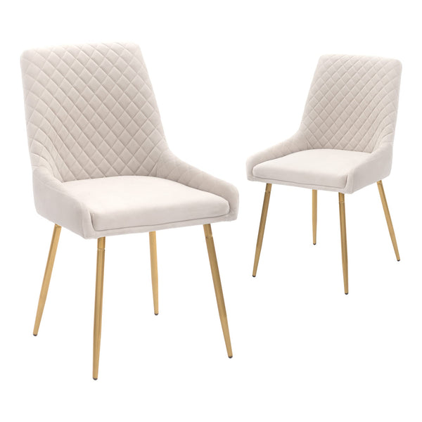 CANGLONG MID-CENTURY VELVET UPHOLSTERED METAL LEGS FOR KITCHEN, SET OF 2 - BEIGE - Like New