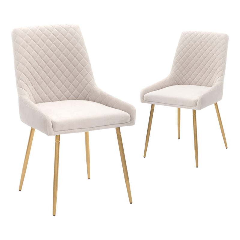 CANGLONG MID-CENTURY VELVET UPHOLSTERED METAL LEGS FOR KITCHEN, SET OF 2 - BEIGE - Like New