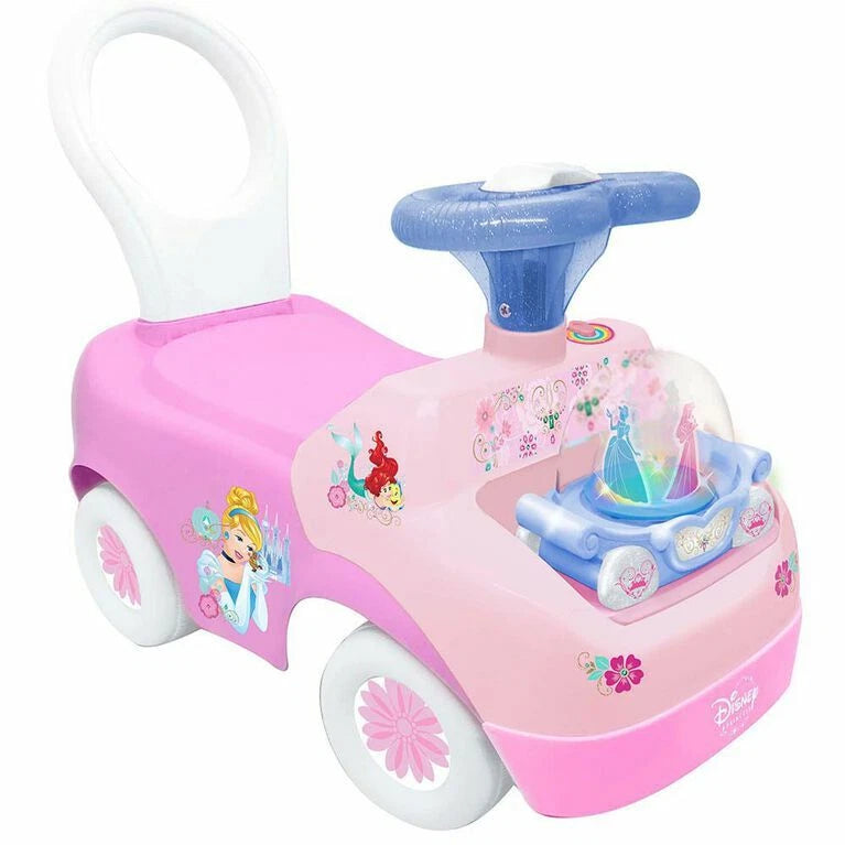 DISNEY PRINCESS SPARKLE 'N' SPIN PRINCESS CARRIAGE RIDE-ON WITH SOUND - PINK - Brand New