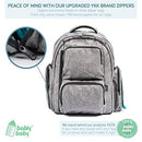 Large Capacity Diaper Bag Backpack YKK Zippers Two Packing Cubes Bably - Grey - Brand New