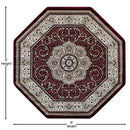 Masada Masada Rugs 5'x5' Traditional Octagon Area Rug in Burgundy - Design B404 - Brand New