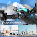 REDRIE DRONE WITH 1080P CAMERA, FOLDABLE DRONE FOR BEGINNERS, BLACK - Like New