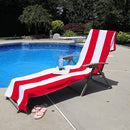 Superior Cabana Cotton Lounge Chair Cover, Towel, Terry Cloth, 32" x 102", Red - Brand New
