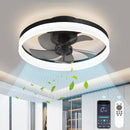 AHAWILL LOW PROFILE CEILING FANS LIGHTS,19.7" FLUSH MOUNT CEILING FAN - BLACK - Like New