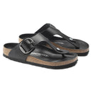 BIRKENSTOCK MEN'S GIZEH BIG BUCKLE SANDAL NARROW MEN 10N SILVER BUCKLE - BLACK - Like New