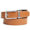 LEATHER RATCHET BELT MEN ADJUSTABLE DRESS & CASUAL - TAN/SILVER BUCKLE - SIZE 52 - Like New