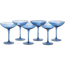 THE WINE SAVANT COLORED CHAMPAGNE COUPE GLASSES 12OZ SET OF 6 - COBALT BLUE - Like New