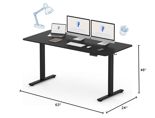 FLEXISPOT ELECTRIC STANDING DESK 63 X 24 INCH - BLACK TOP + BLACK FRAME - Like New
