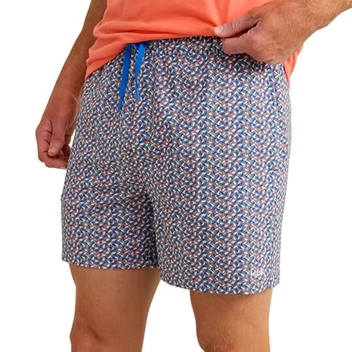 HUK MEN'S PURSUIT VOLLEY, SWIM SHORTS M, NIGHT OWL 2.0 - SIZE M - ORANGE/BLUE - Brand New