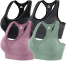 HEATHYOGA 4 PACK HIGH IMPACT SPORTS BRAS RACERBACK BRAS WOMEN M - 4 COLORS - Like New