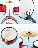 Eastar Drum Set for Kids, 3-Piece 14" Drum Kit with Adjustable Throne-Red - Like New