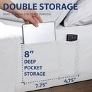 CATHAY HOME QUEEN DOUBLE-SIDED ORGANIZER POCKET FITTED SMART SHEET - WHITE - Like New