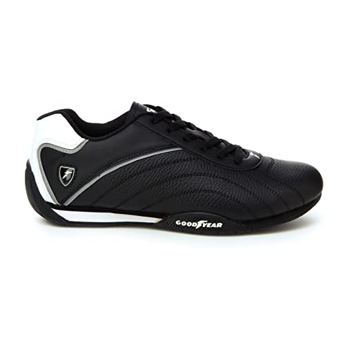 Goodyear Mens Ori Racer Sneaker Low-Top PU Leather & Mesh GY206215 Black/White - Brand New