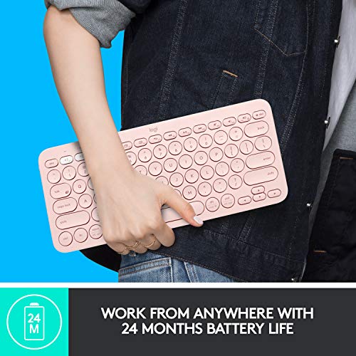 Logitech K380 Pebble Wireless Multi-Device Keyboard Windows/Apple iOS - Rose - Like New