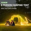 Happy Travel Camping Tent 4/6 Person Dome Tents for Camping Rainfly - Green - Brand New